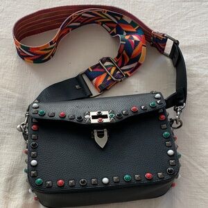 Valentino Garavani Black Crossbody Bag with Multicolor Studs